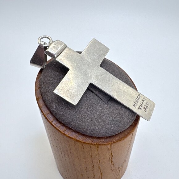 Sterling Silver 925 Multi-Gemstone Flower Design Cross Pendant Size 2.5" Length - Picture 7 of 11